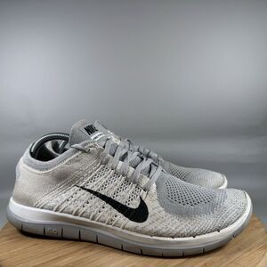 S Nike Free 4.0 Flyknit Shoes Mens 12 Running Platinum Grey White Running